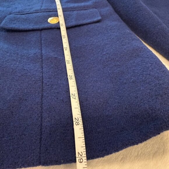 Talbots Royal Blue wool blend pea coat gold button up V neck lined pockets SZ 18 - Picture 9 of 13